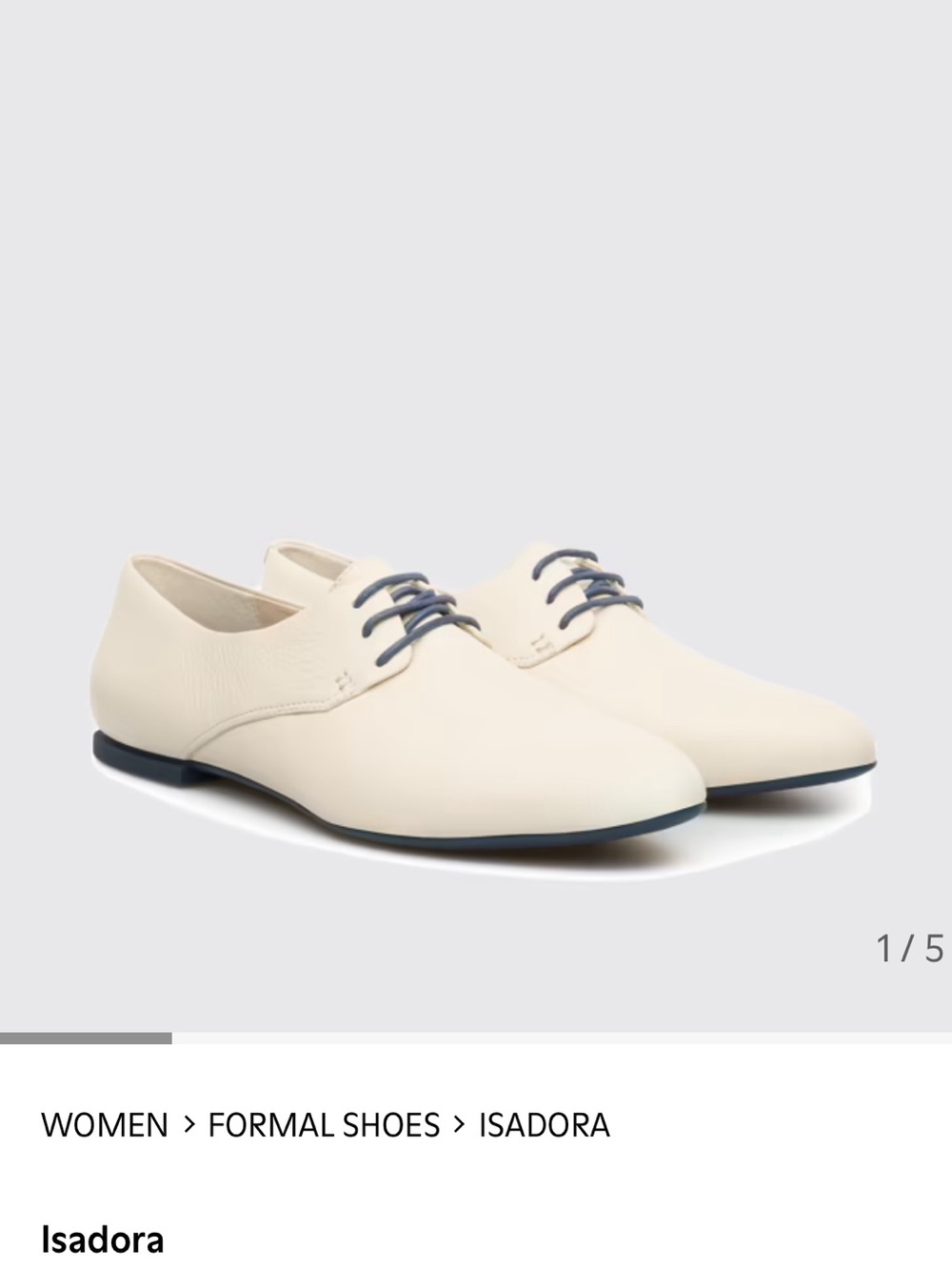 Camper Isadora Cream Lace-Up Flats with Navy Accents